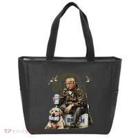 Retro Trump Hunting Deer Funny Beer Drinking Beer Hunting Tote Bag thumb 0