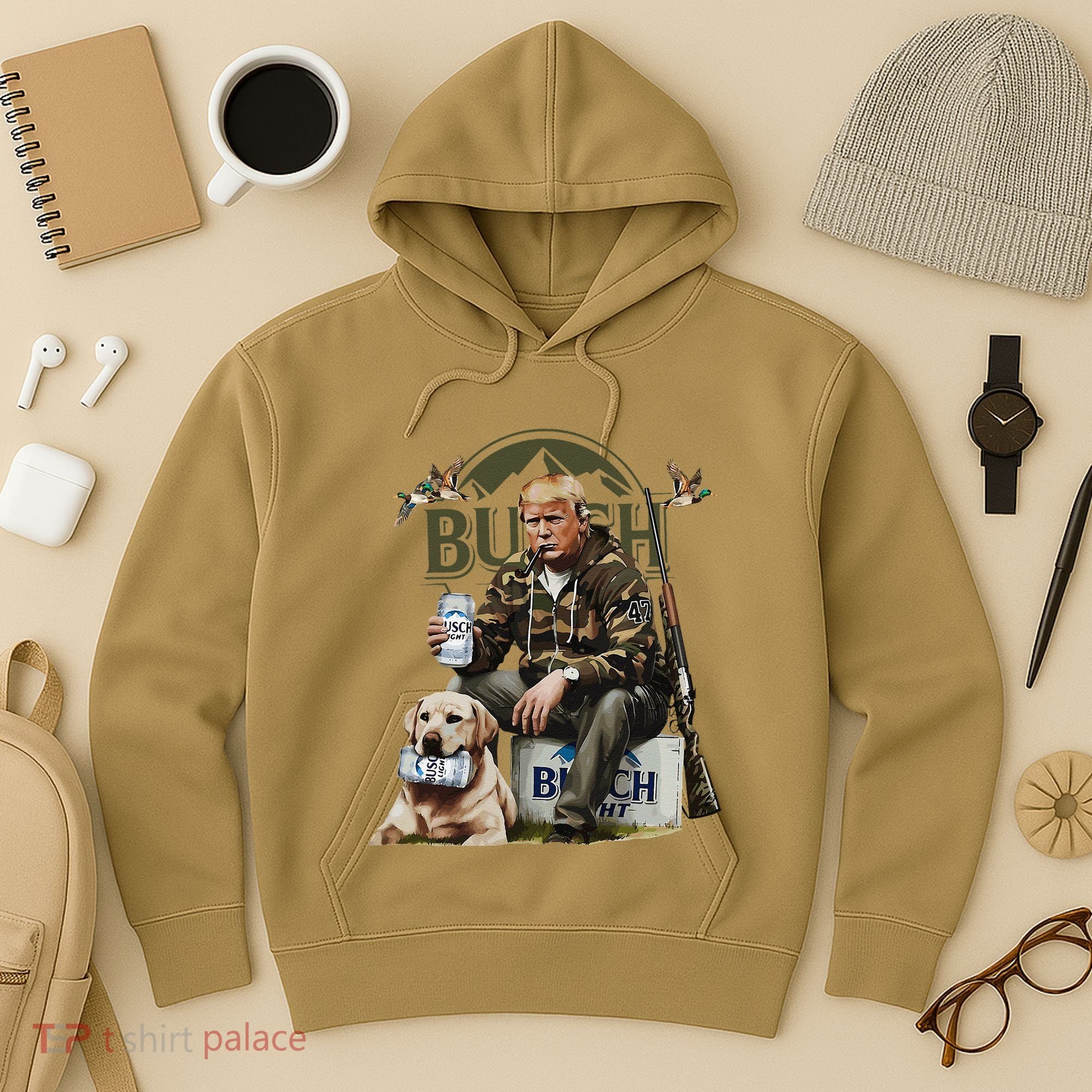Retro Trump Hunting Deer Funny Beer Drinking Beer Hunting Hoodie