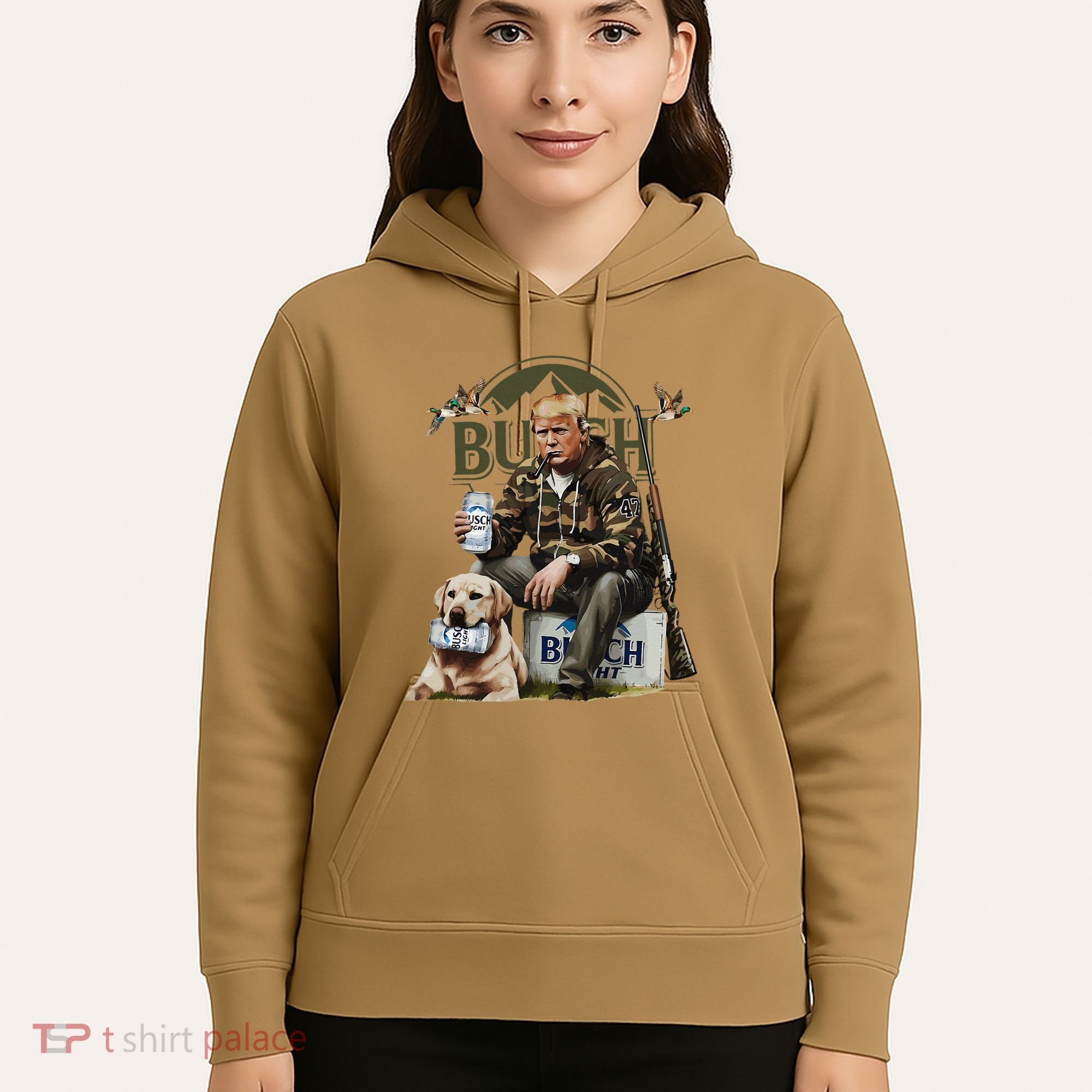 Retro Trump Hunting Deer Funny Beer Drinking Beer Hunting Hoodie