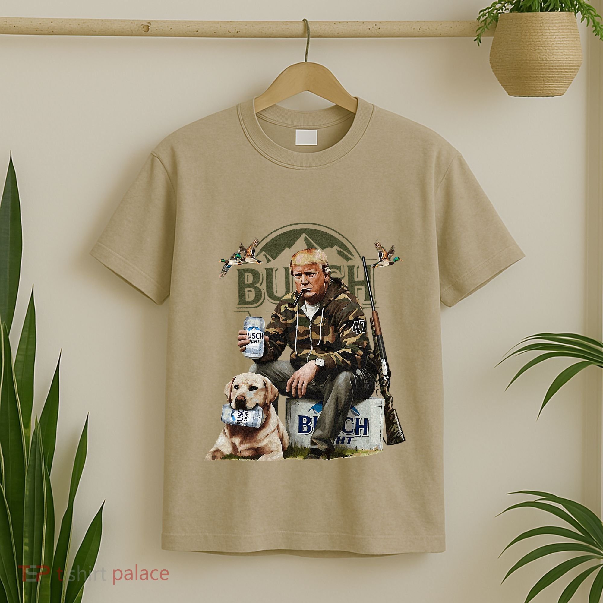 Retro Trump Hunting Deer Funny Beer Drinking Beer Hunting T-Shirt
