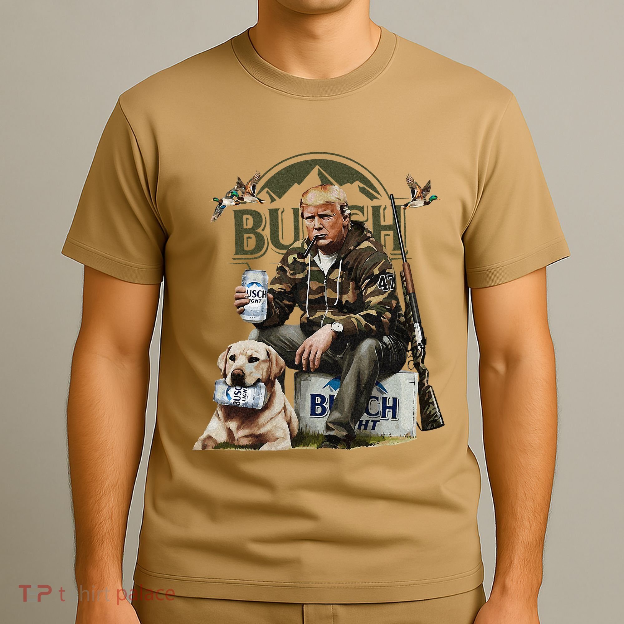 Retro Trump Hunting Deer Funny Beer Drinking Beer Hunting T-Shirt