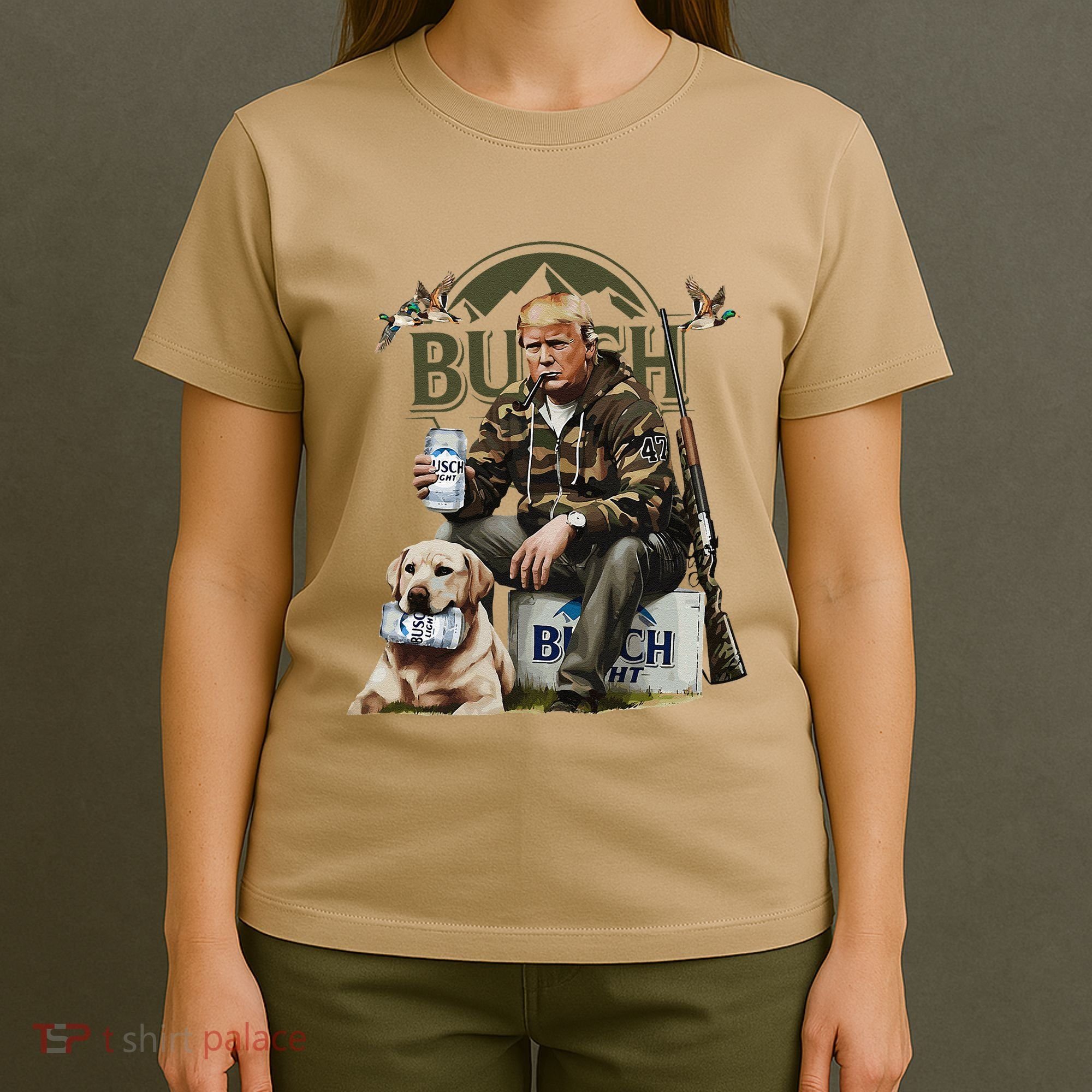 Retro Trump Hunting Deer Funny Beer Drinking Beer Hunting T-Shirt