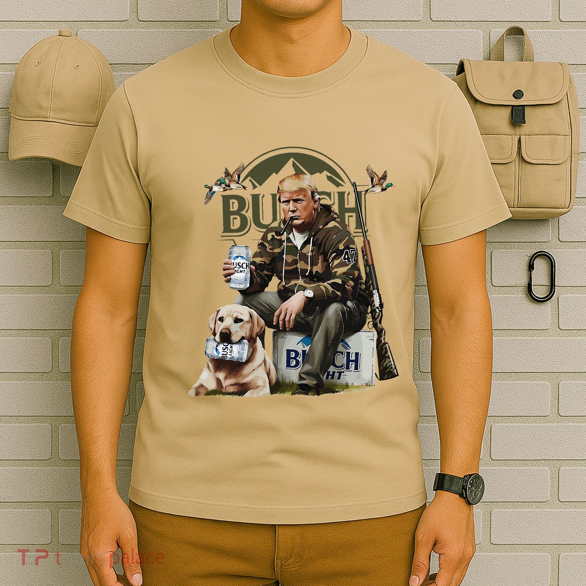 Retro Trump Hunting Deer Funny Beer Drinking Beer Hunting T-Shirt