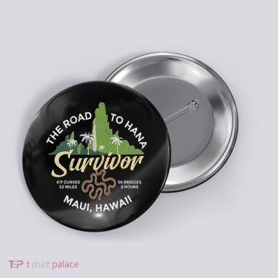 Road To Hana Survivor Curvy Palm Maui Hawaii Button