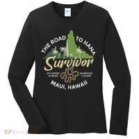 Road To Hana Survivor Curvy Palm Maui Hawaii Women's Long Sleeve Shirt thumb 0