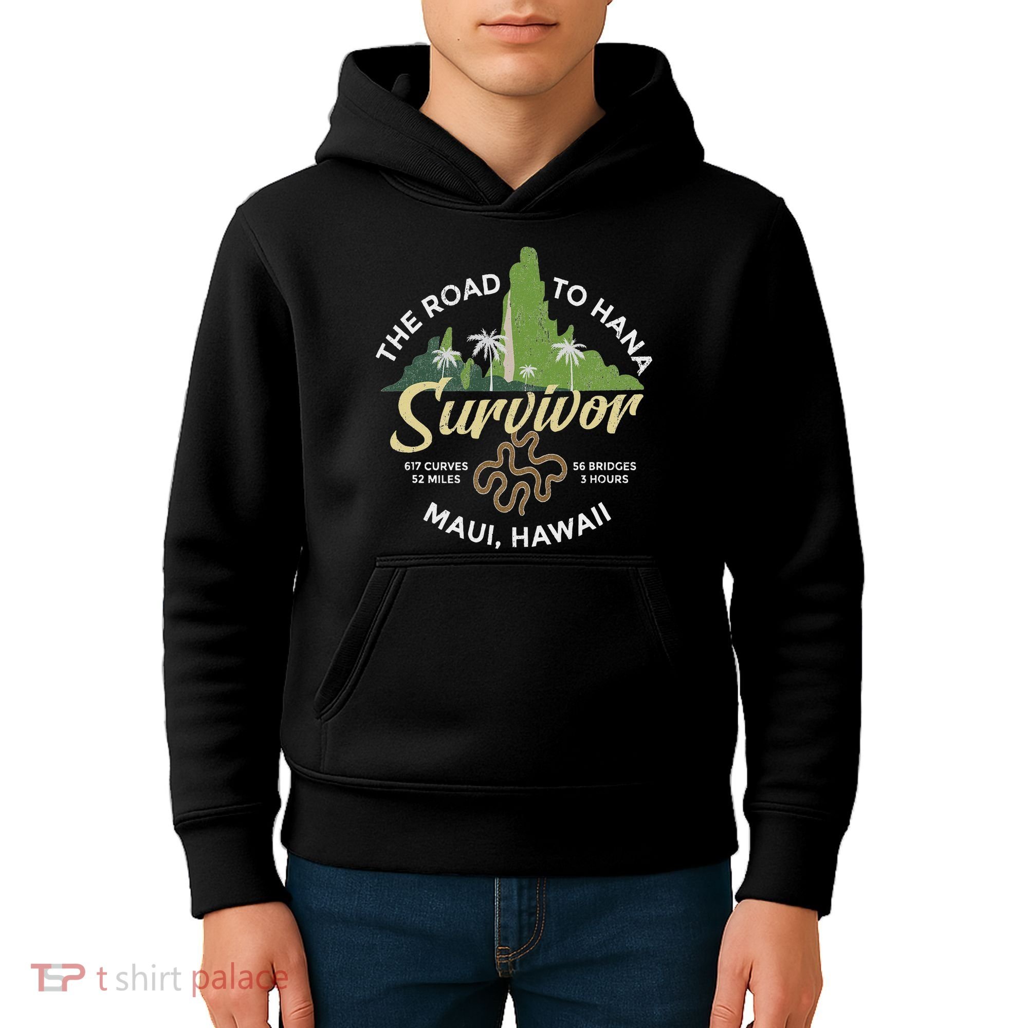 Road To Hana Survivor Curvy Palm Maui Hawaii Kids Hoodie