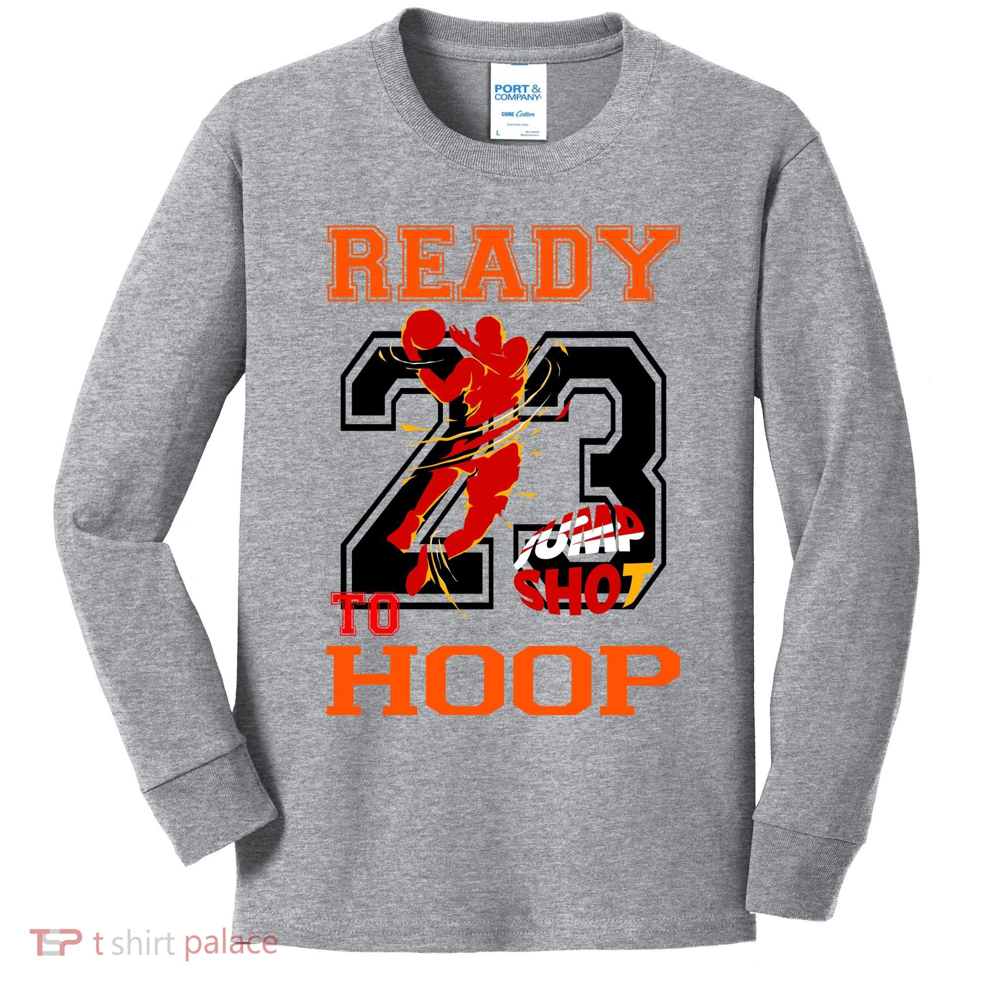 Ready To Hoop Basketball 23 Kids Long Sleeve Shirt