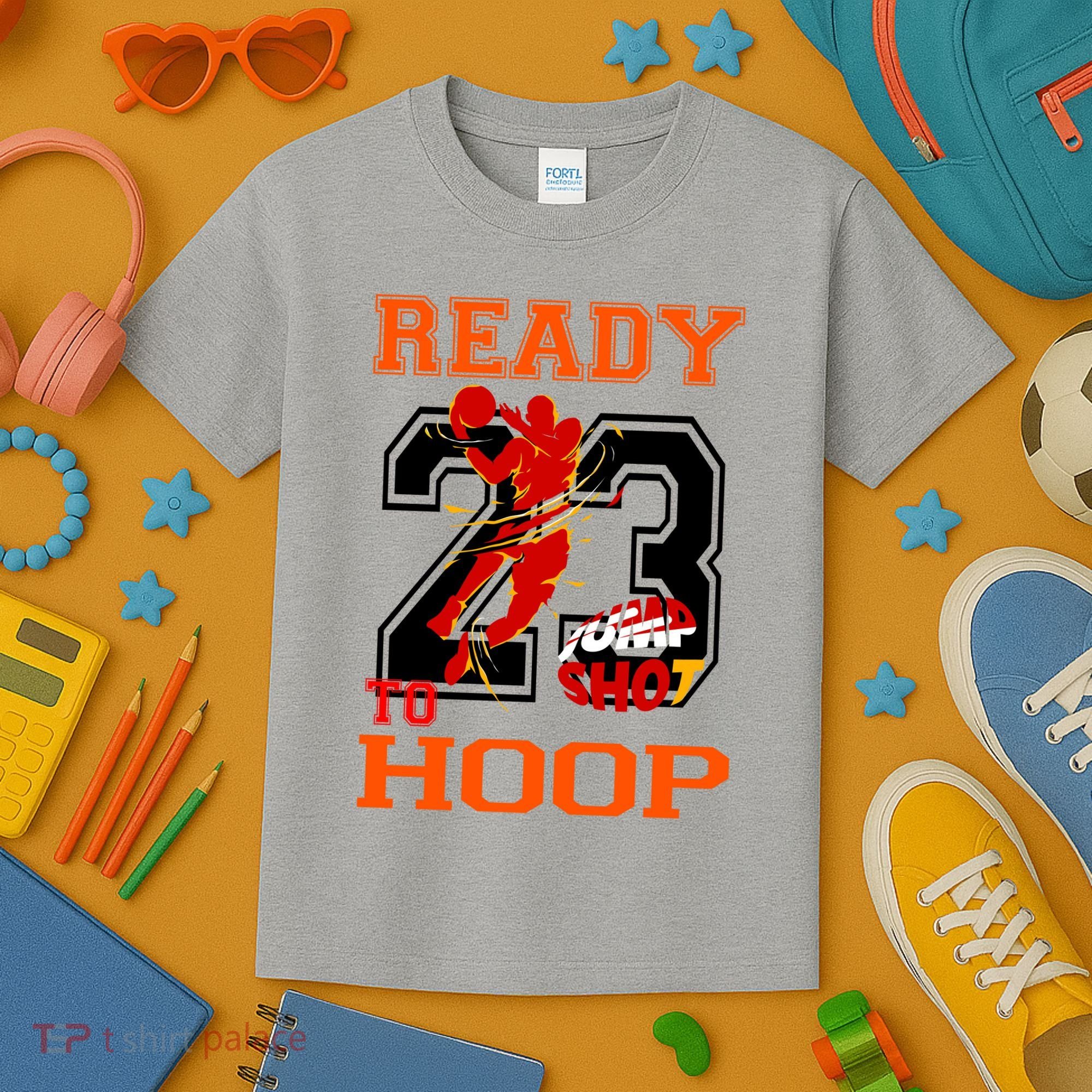 Ready To Hoop Basketball 23 Kids T-Shirt