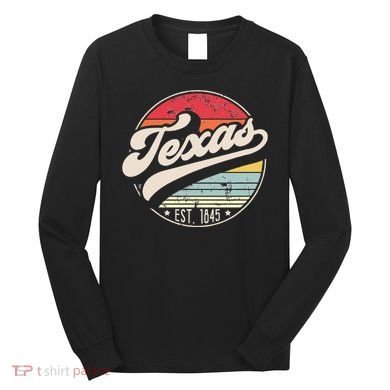 Retro Texas Home State TX Cool 70s Style Sunset Long Sleeve Shirt