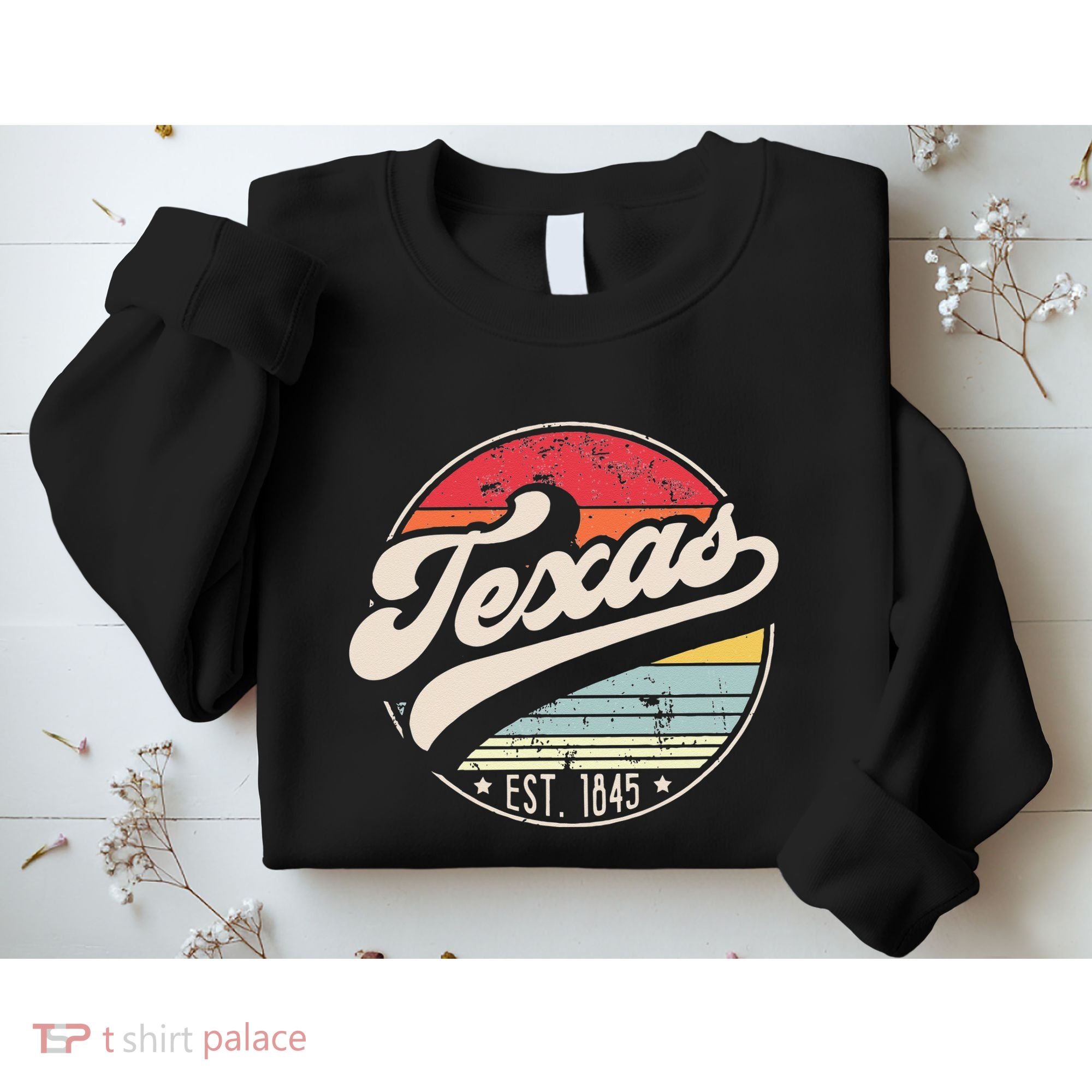 Retro Texas Home State TX Cool 70s Style Sunset Sweatshirt