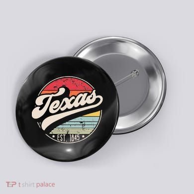 Retro Texas Home State TX Cool 70s Style Sunset Button