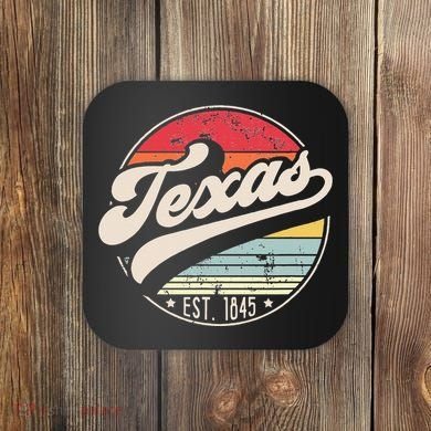 Retro Texas Home State TX Cool 70s Style Sunset Coaster