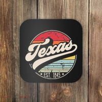 Retro Texas Home State TX Cool 70s Style Sunset Coaster thumb 0