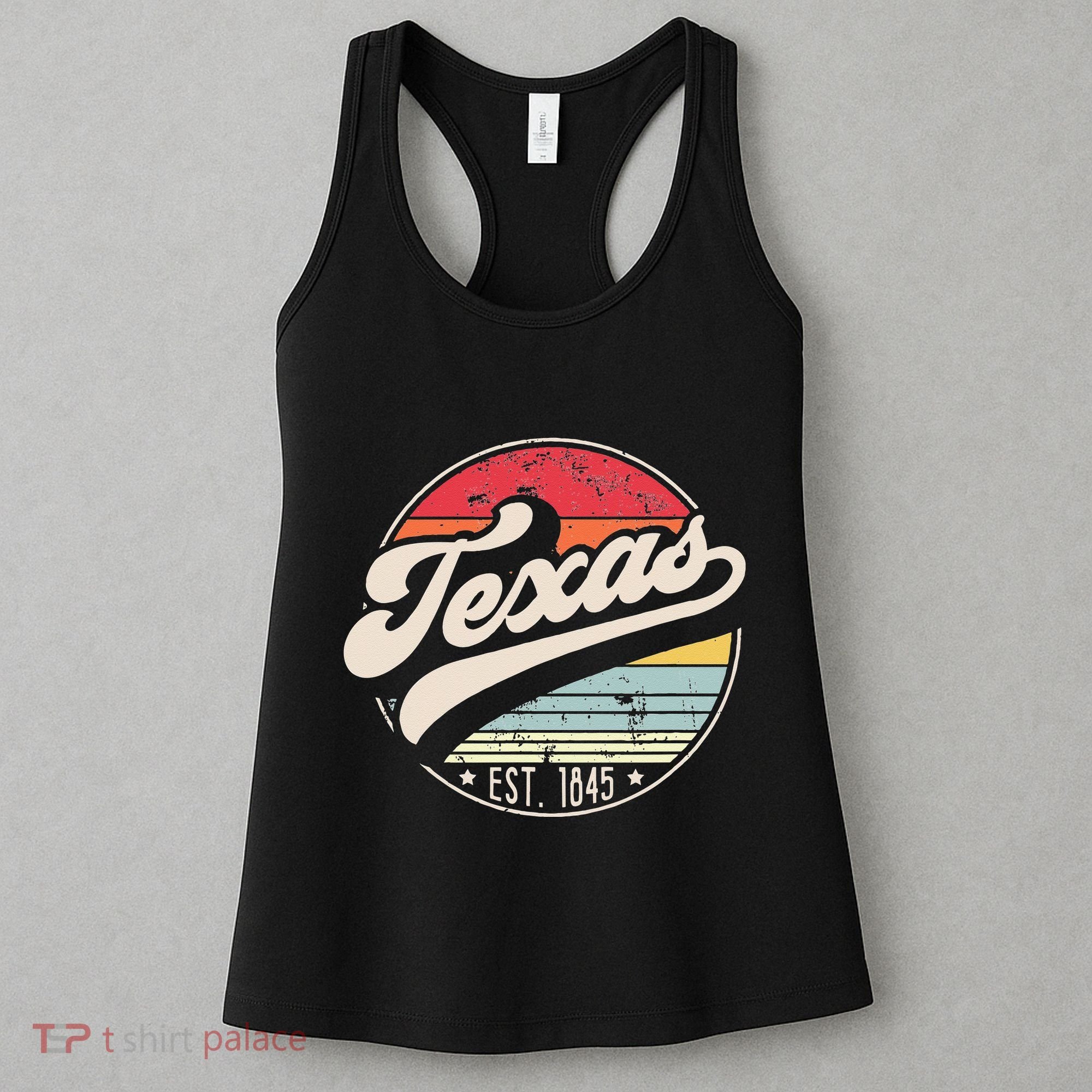 Retro Texas Home State TX Cool 70s Style Sunset Women's Tank Top