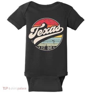 Retro Texas Home State TX Cool 70s Style Sunset Baby Bodysuit