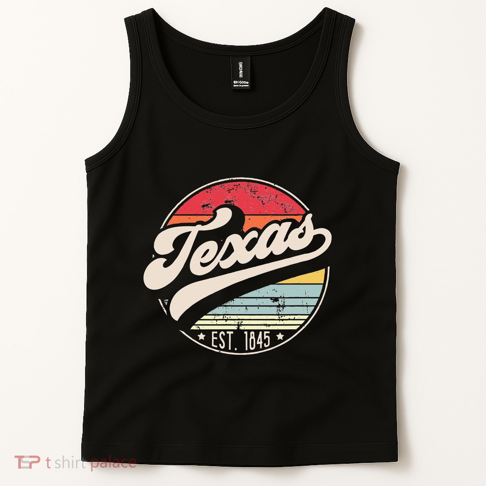 Retro Texas Home State TX Cool 70s Style Sunset Tank Top