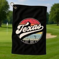 Retro Texas Home State TX Cool 70s Style Sunset Golf Towel thumb 1