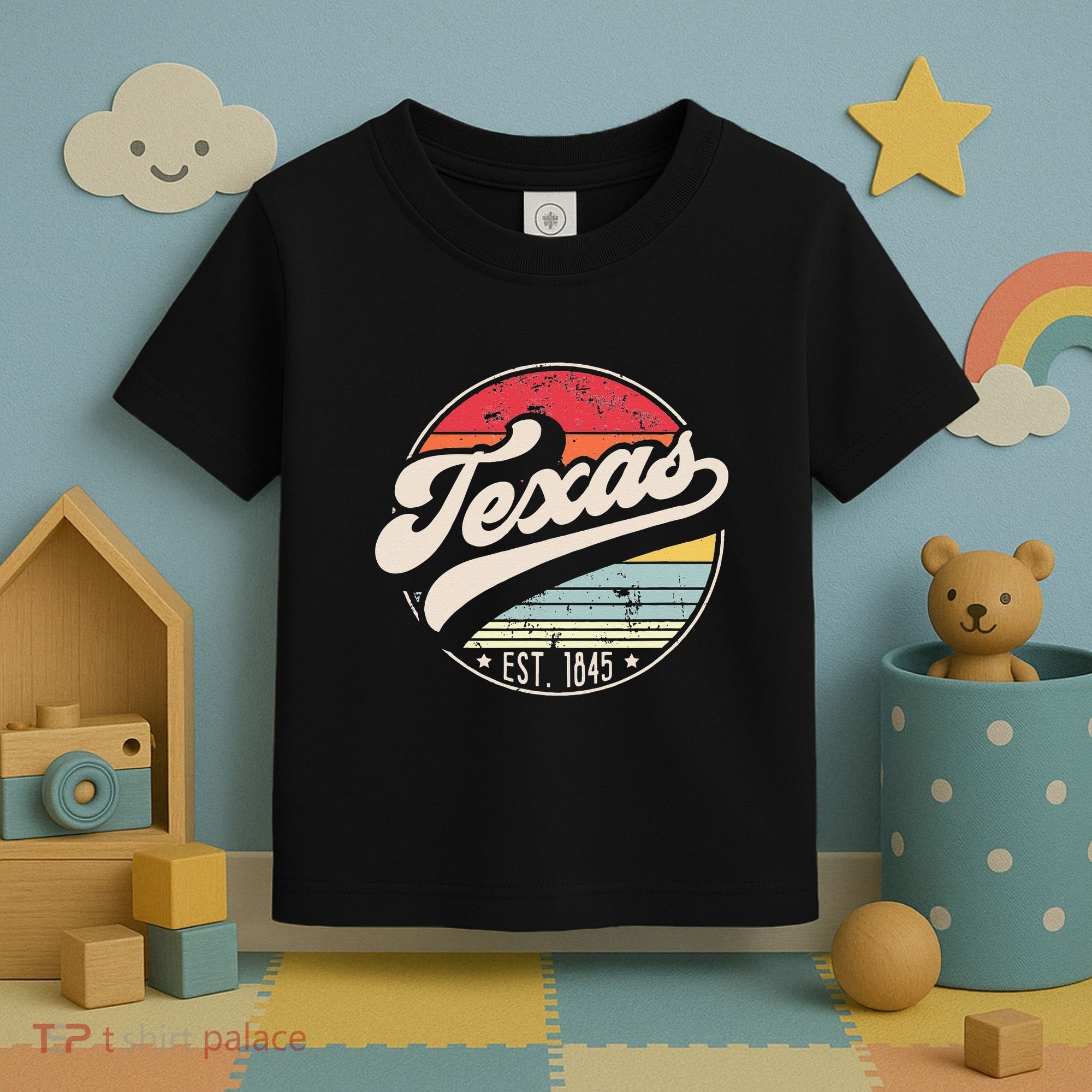 Retro Texas Home State TX Cool 70s Style Sunset Toddler T-Shirt