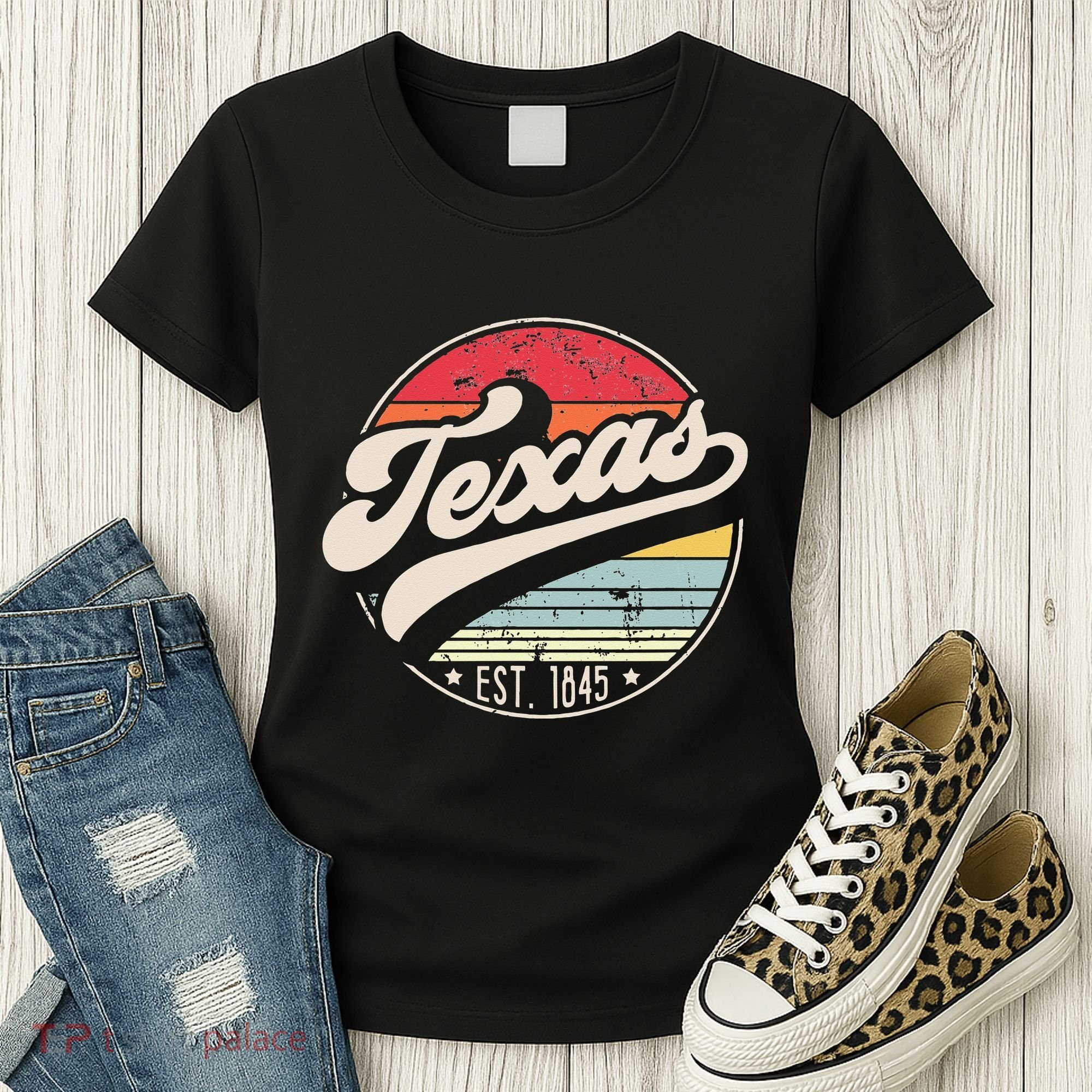 Retro Texas Home State TX Cool 70s Style Sunset Women's T-Shirt