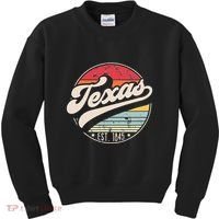 Retro Texas Home State TX Cool 70s Style Sunset Kids Sweatshirt thumb 0