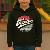 Retro Texas Home State TX Cool 70s Style Sunset Kids Hoodie thumb 3