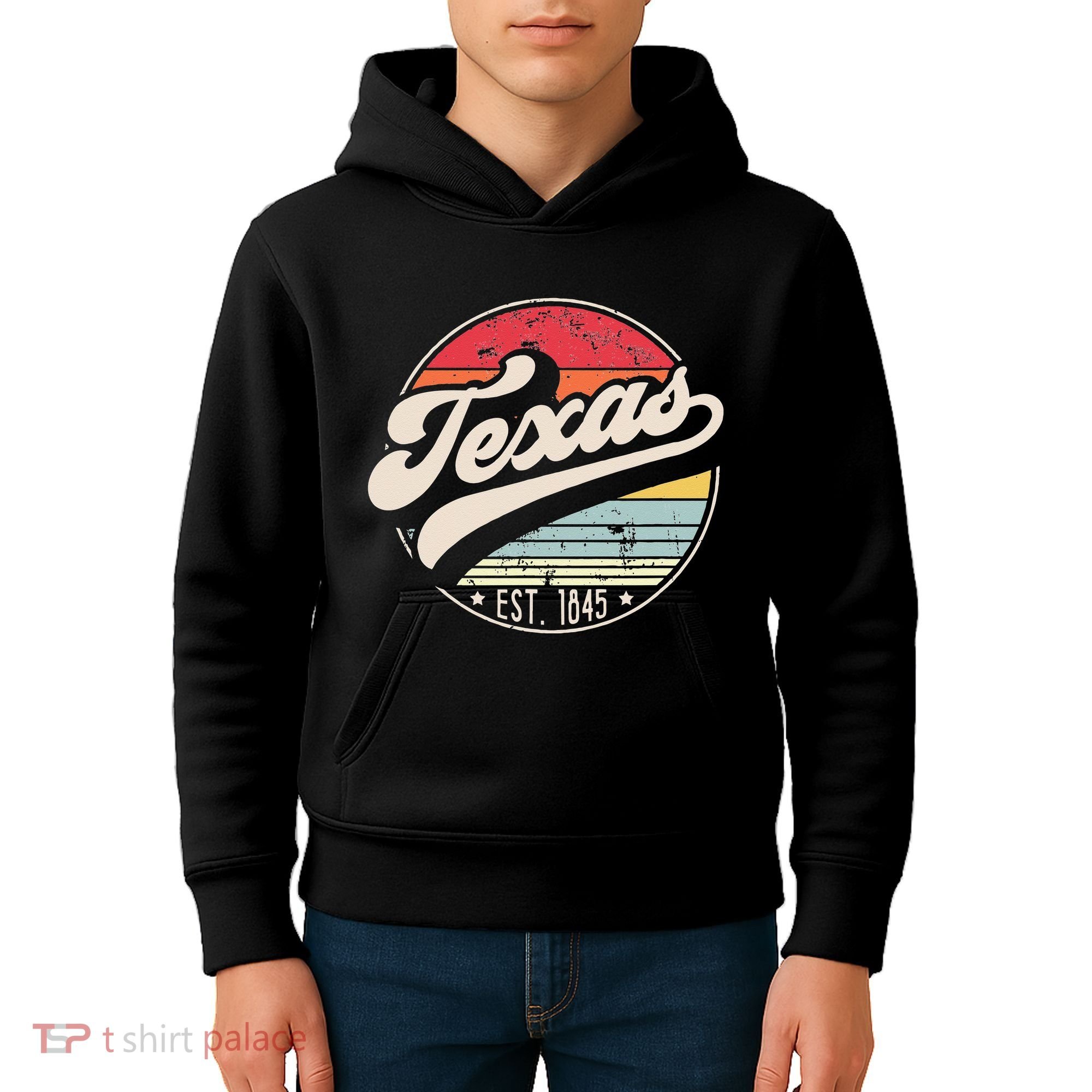 Retro Texas Home State TX Cool 70s Style Sunset Kids Hoodie