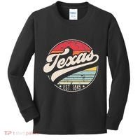 Retro Texas Home State TX Cool 70s Style Sunset Kids Long Sleeve Shirt thumb 0
