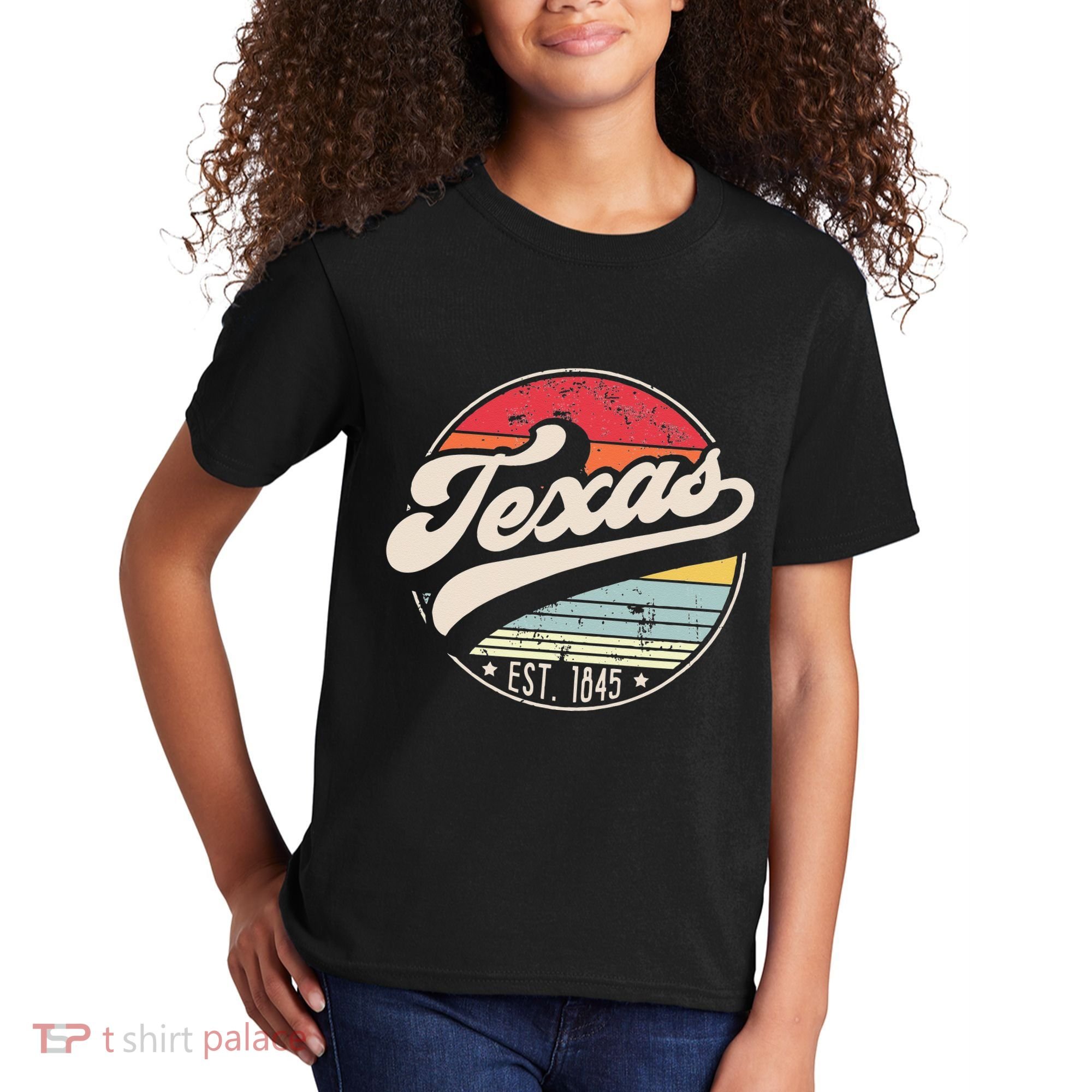 Retro Texas Home State TX Cool 70s Style Sunset Kids T-Shirt