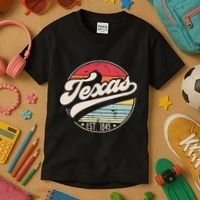 Retro Texas Home State TX Cool 70s Style Sunset Kids T-Shirt thumb 3