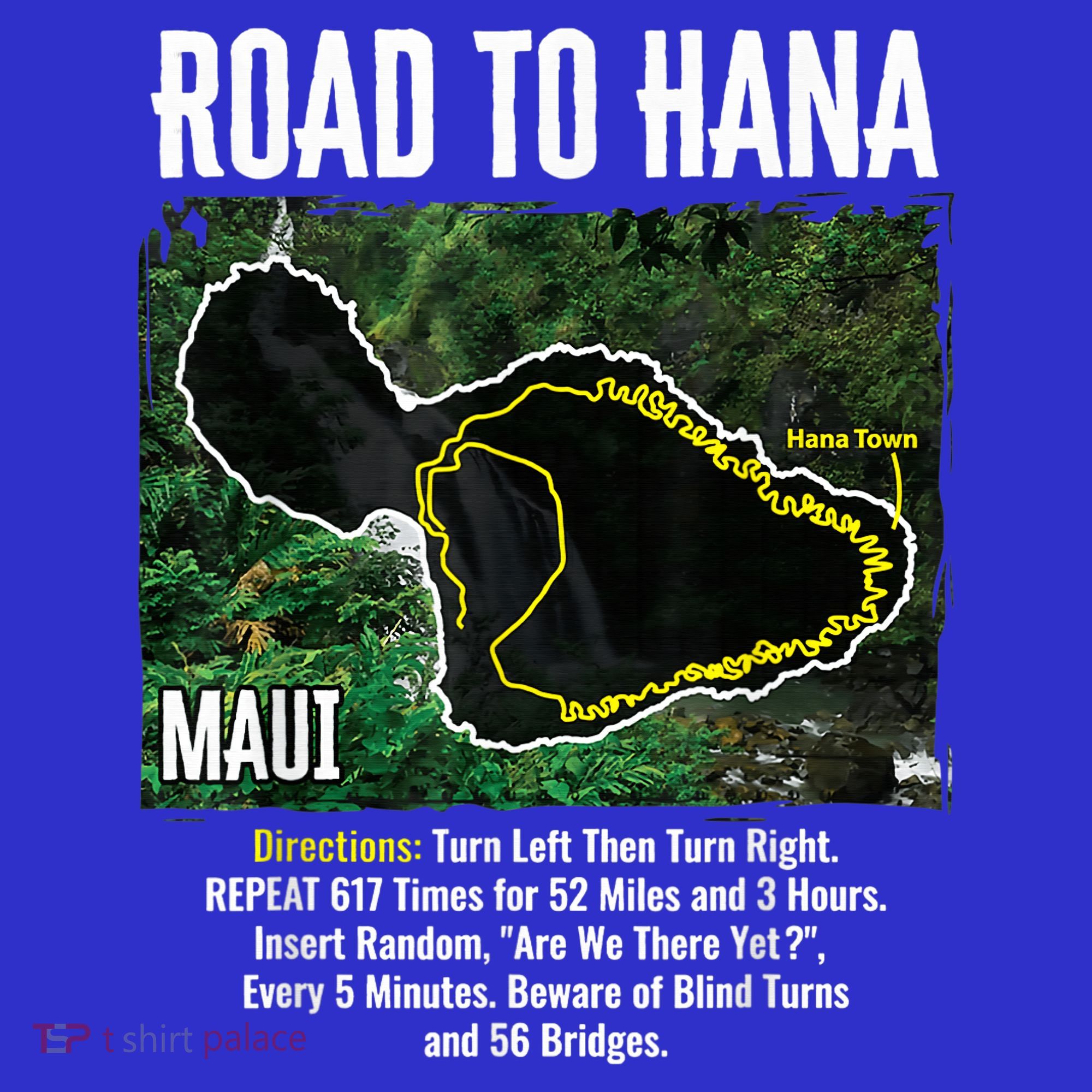 Road To Hana Map Maui Island Surfing Hawaiian Beach Summer T-Shirt