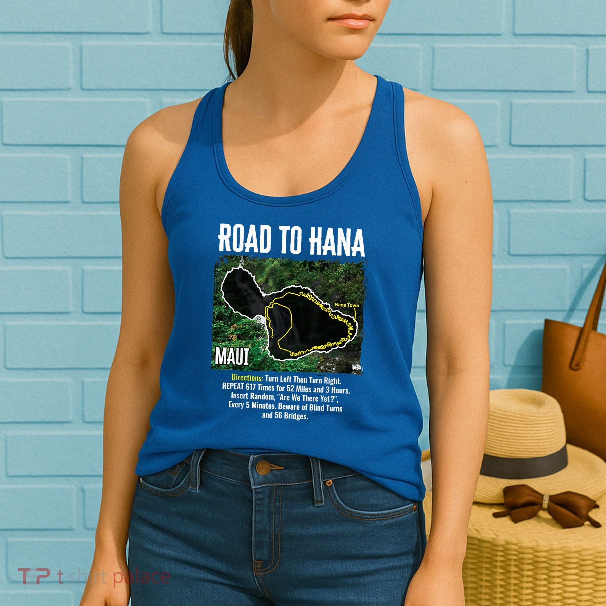 Road To Hana Map Maui Island Surfing Hawaiian Beach Summer Women's Tank Top
