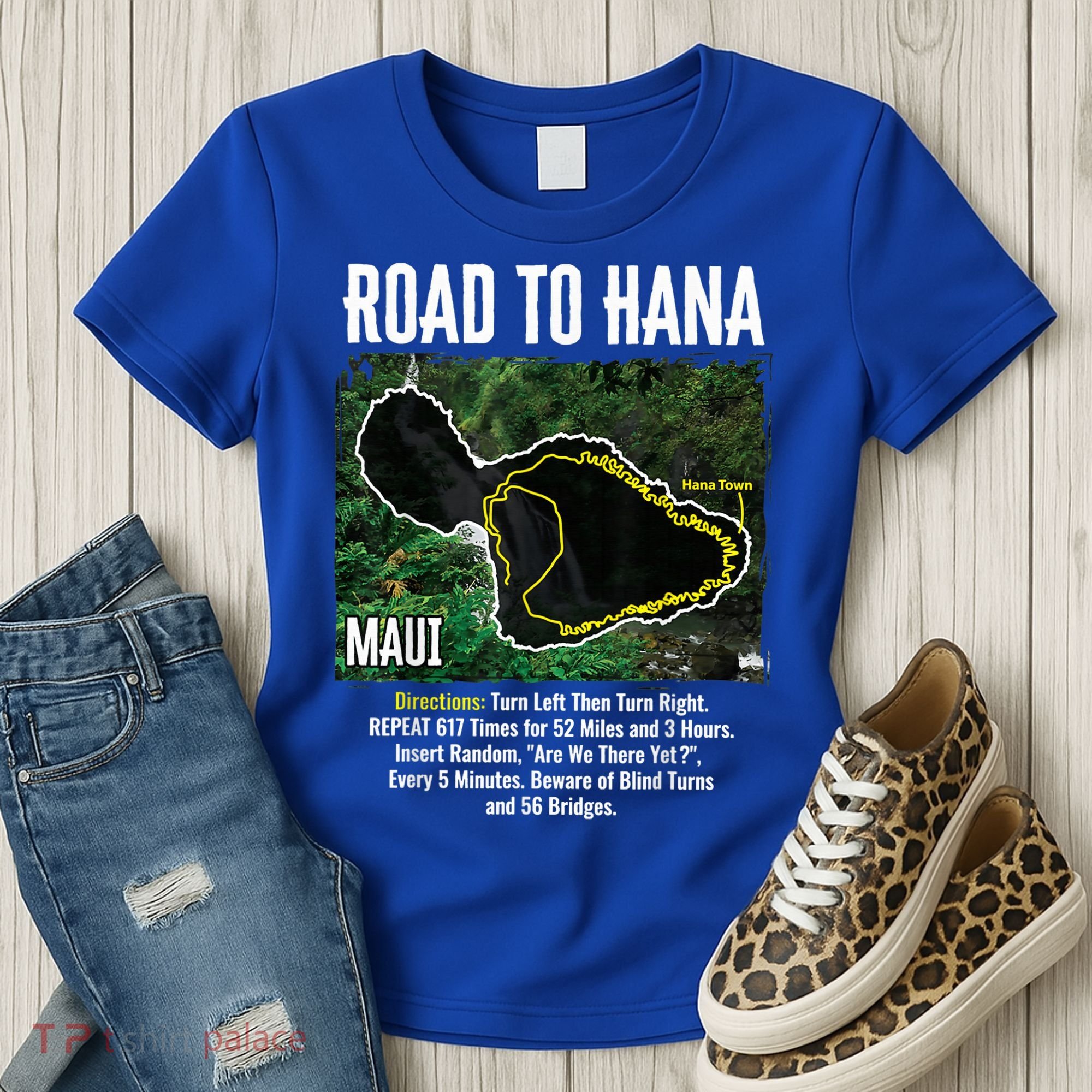 Road To Hana Map Maui Island Surfing Hawaiian Beach Summer Women's T-Shirt