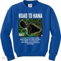Road To Hana Map Maui Island Surfing Hawaiian Beach Summer Kids Sweatshirt thumb 0