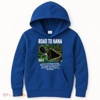 Road To Hana Map Maui Island Surfing Hawaiian Beach Summer Kids Hoodie thumb 0