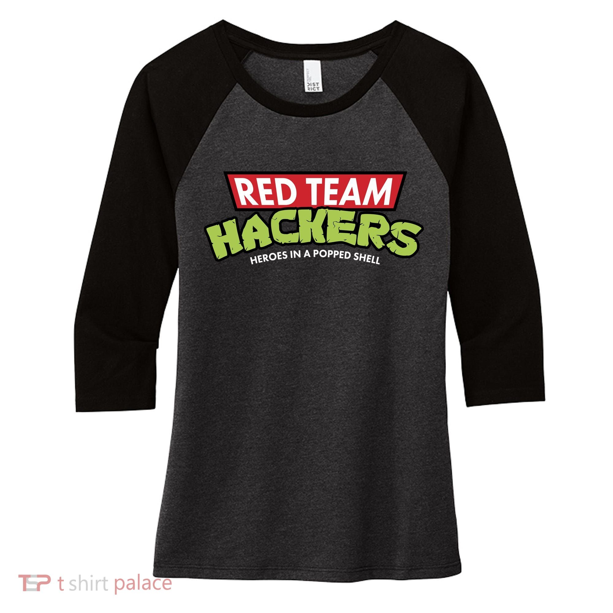 Red Team Hackers Heroes In A Popped Shell Women's Tri-Blend 3/4-Sleeve Raglan Shirt