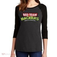 Red Team Hackers Heroes In A Popped Shell Women's Tri-Blend 3/4-Sleeve Raglan Shirt thumb 2