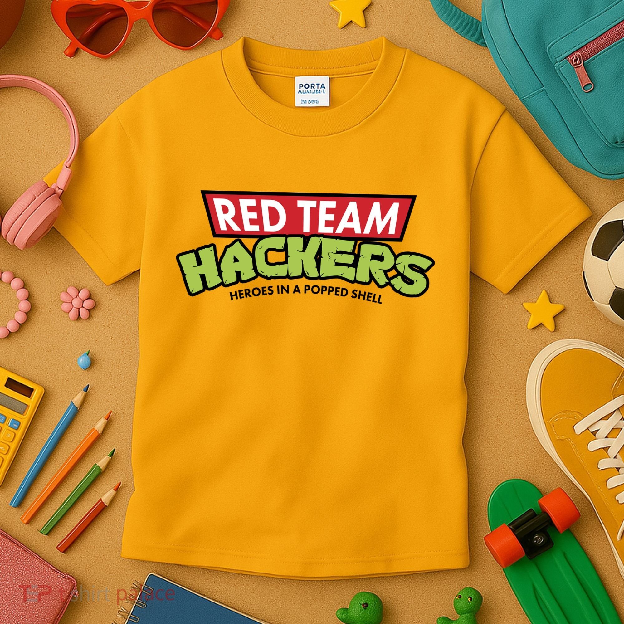 Red Team Hackers Heroes In A Popped Shell Kids T-Shirt