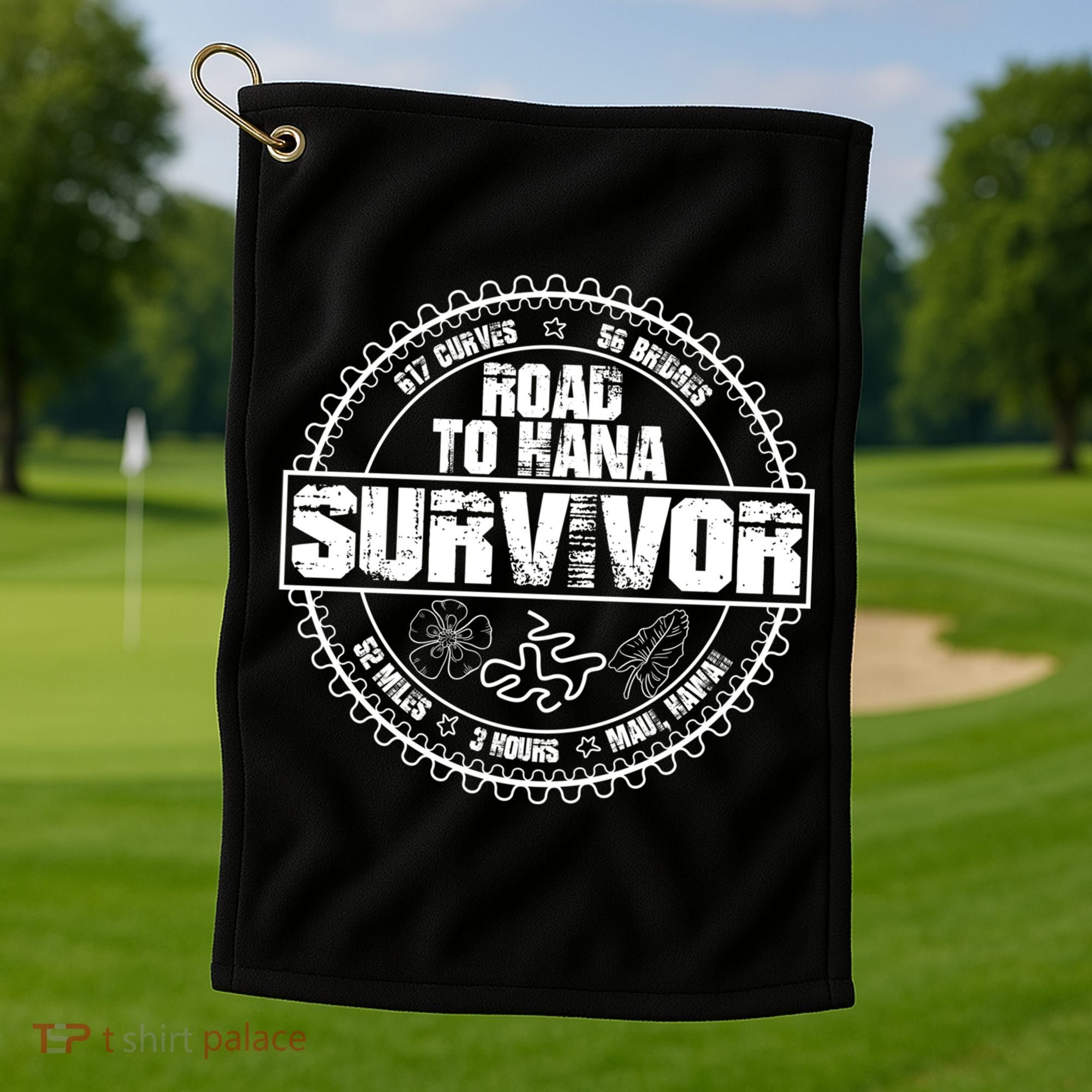 Road To Hana Survivor Curvy Palm Maui Hawaii Lover Gift Golf Towel