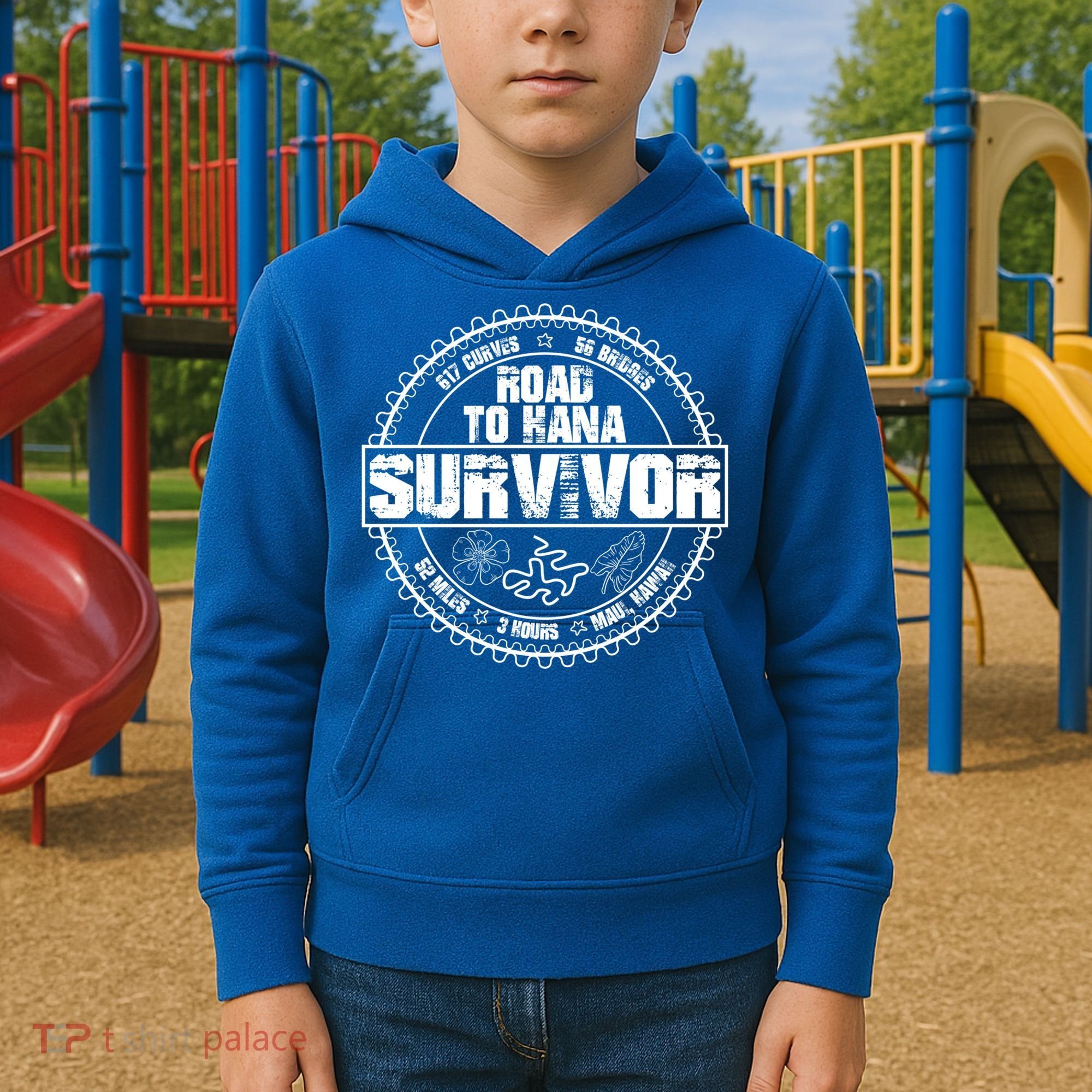 Road To Hana Survivor Curvy Palm Maui Hawaii Lover Gift Kids Hoodie