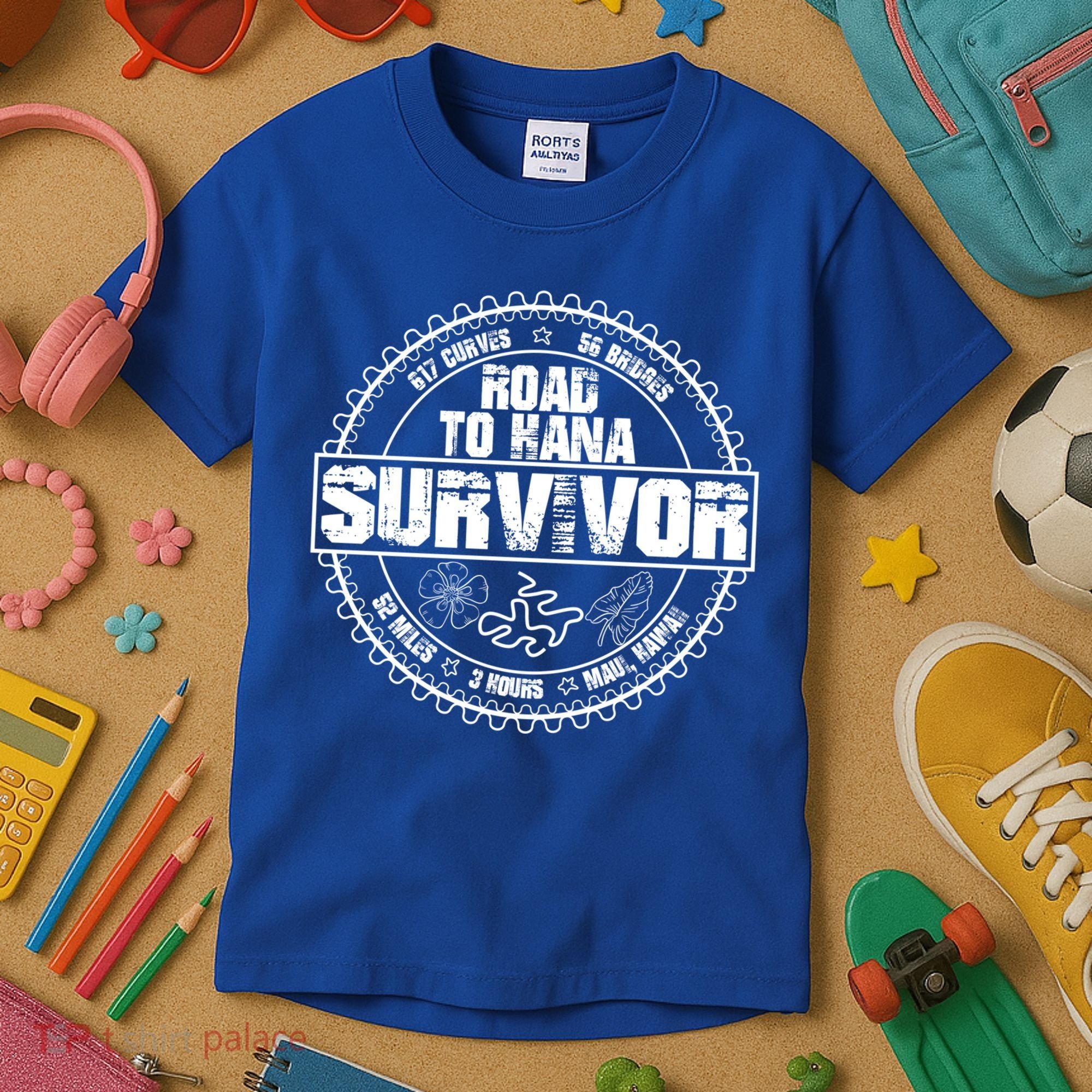 Road To Hana Survivor Curvy Palm Maui Hawaii Lover Gift Kids T-Shirt