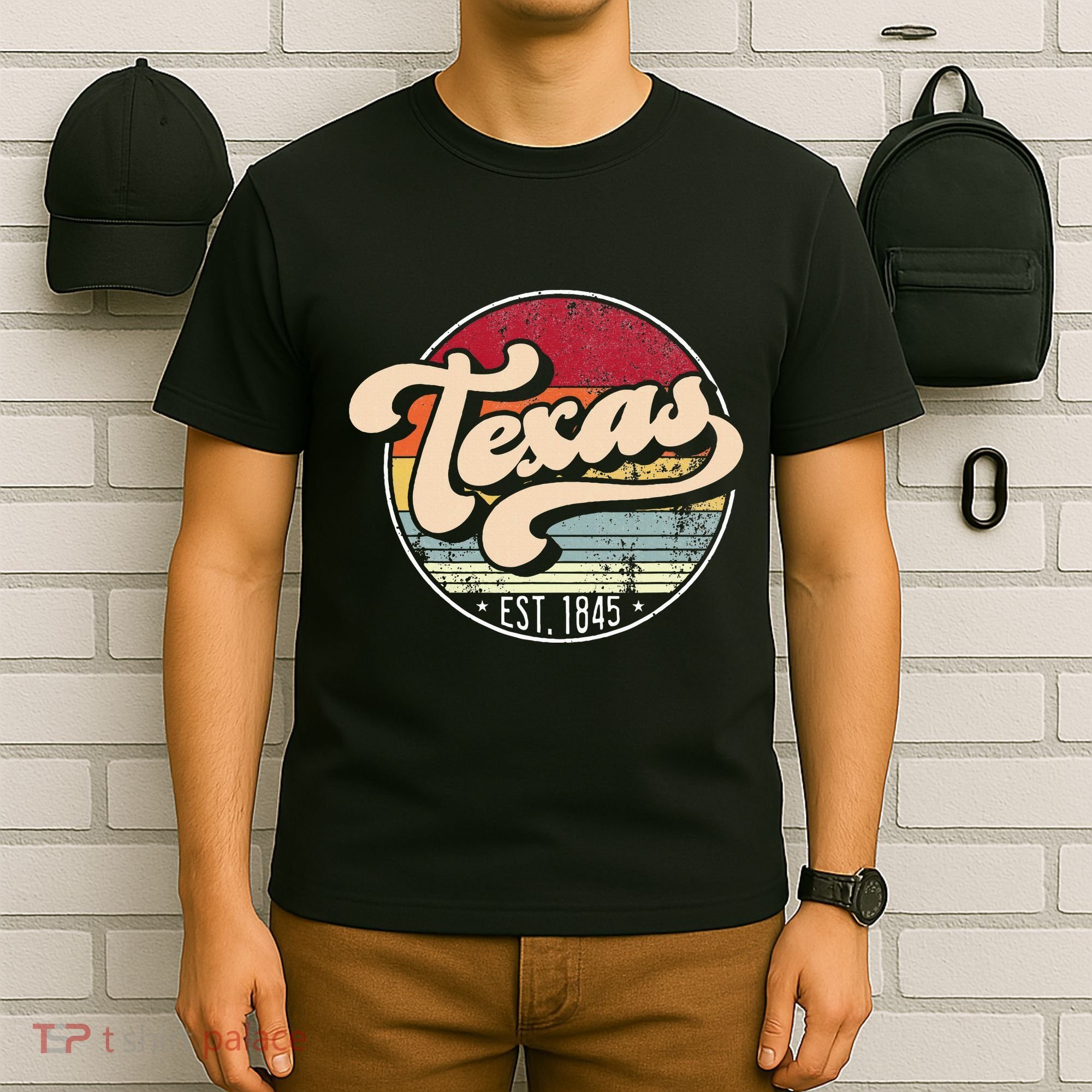 Retro Texas Home State Tx Cool 70s Style Sunset T-Shirt
