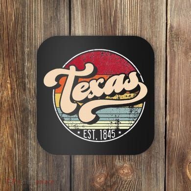 Retro Texas Home State Tx Cool 70s Style Sunset Coaster