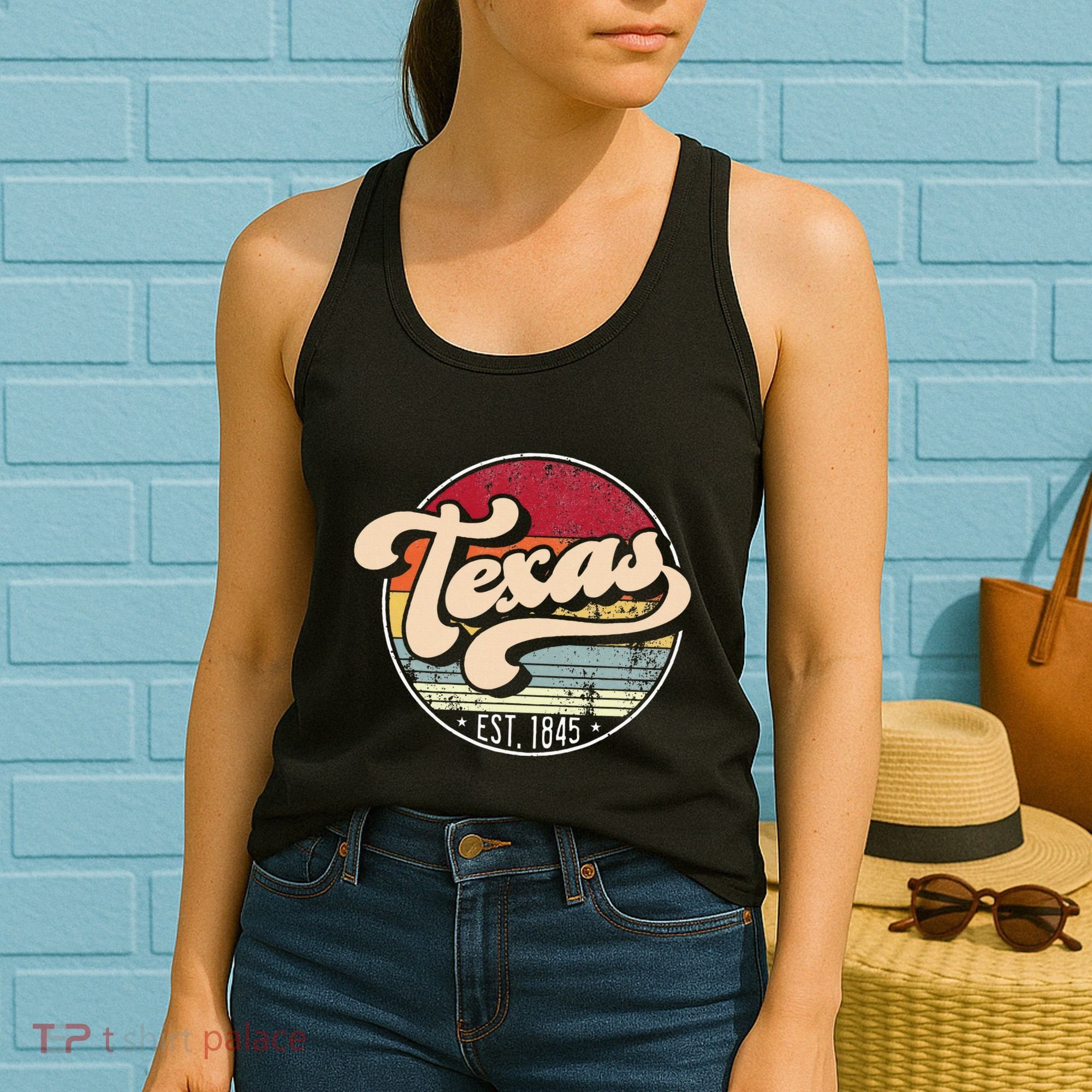 Retro Texas Home State Tx Cool 70s Style Sunset Women's Tank Top