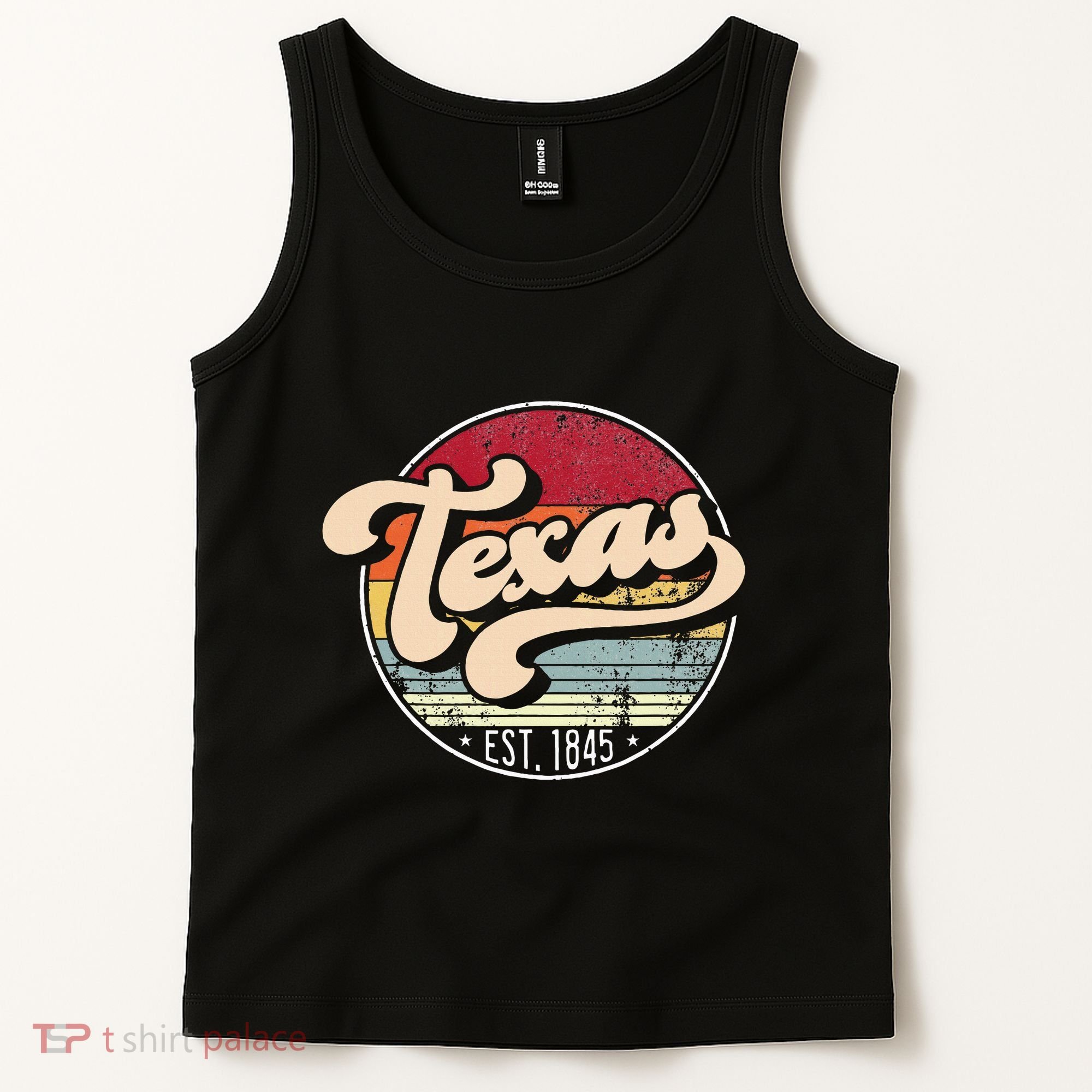 Retro Texas Home State Tx Cool 70s Style Sunset Tank Top