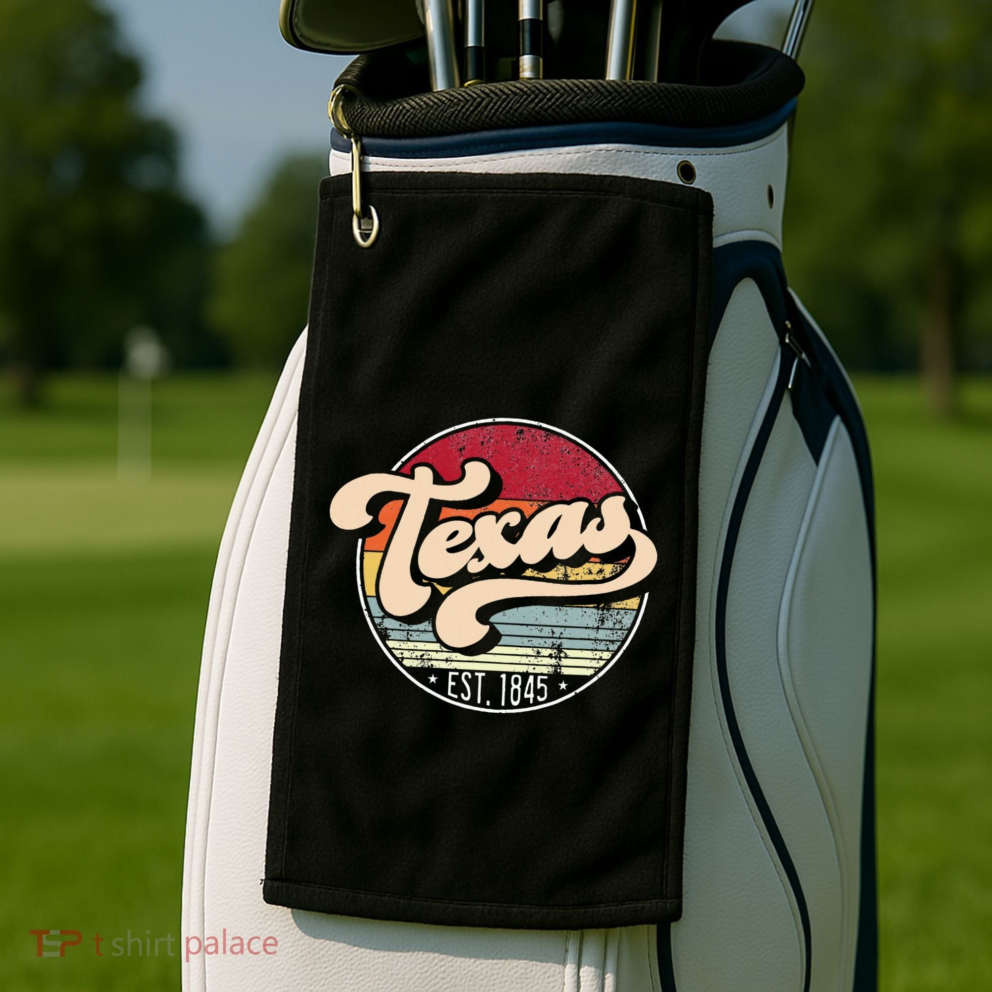 Retro Texas Home State Tx Cool 70s Style Sunset Golf Towel