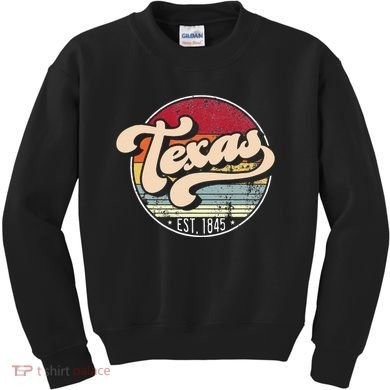 Retro Texas Home State Tx Cool 70s Style Sunset Kids Sweatshirt