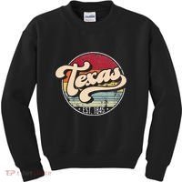 Retro Texas Home State Tx Cool 70s Style Sunset Kids Sweatshirt thumb 0