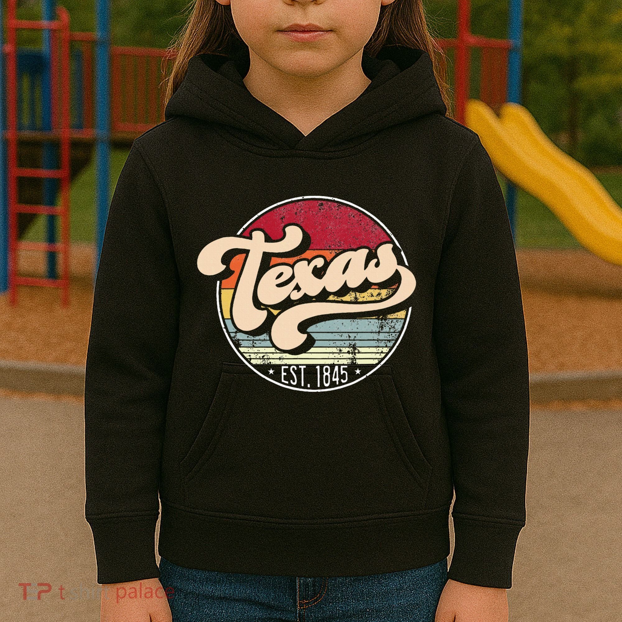 Retro Texas Home State Tx Cool 70s Style Sunset Kids Hoodie