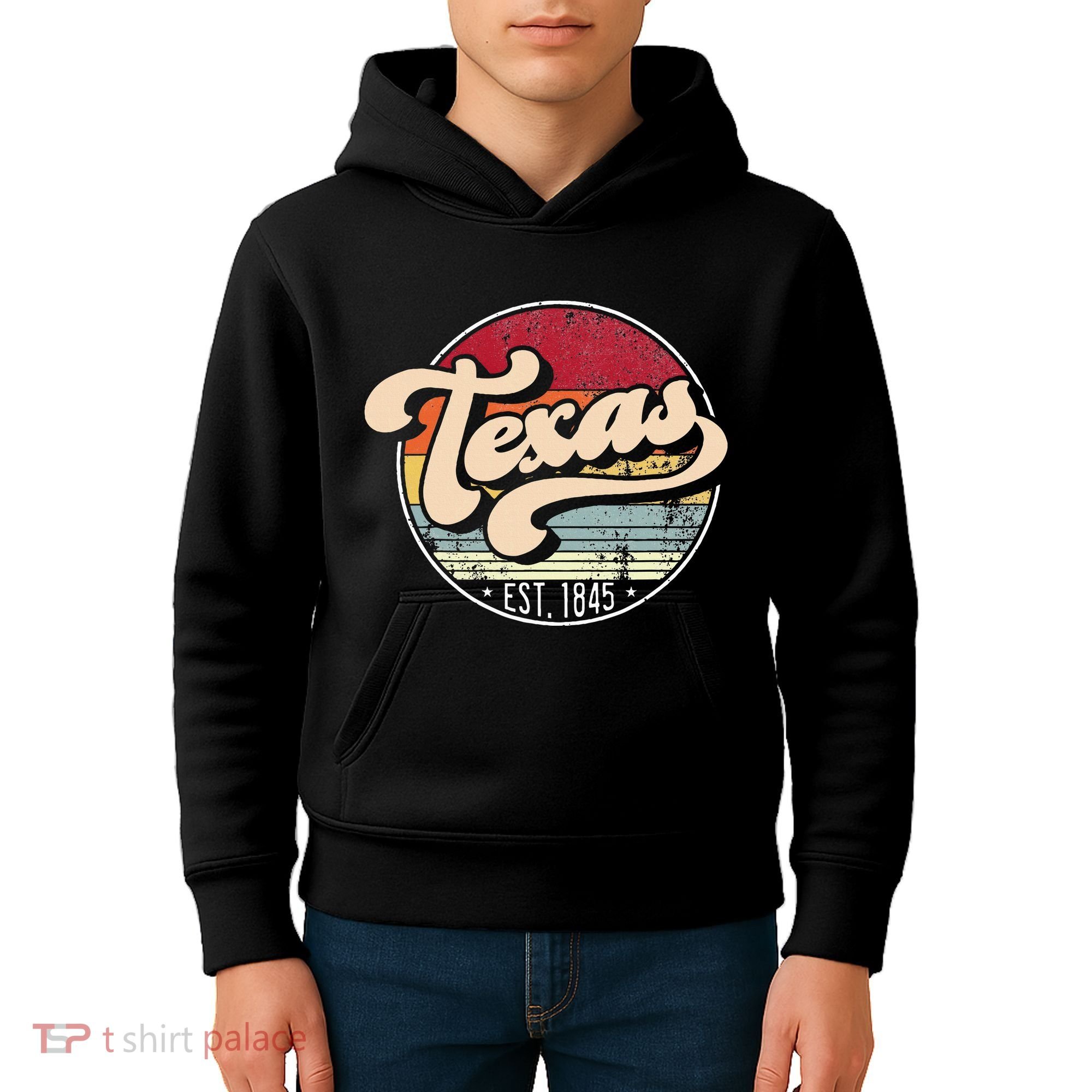 Retro Texas Home State Tx Cool 70s Style Sunset Kids Hoodie