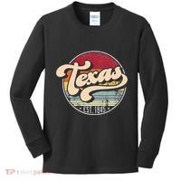 Retro Texas Home State Tx Cool 70s Style Sunset Kids Long Sleeve Shirt thumb 0